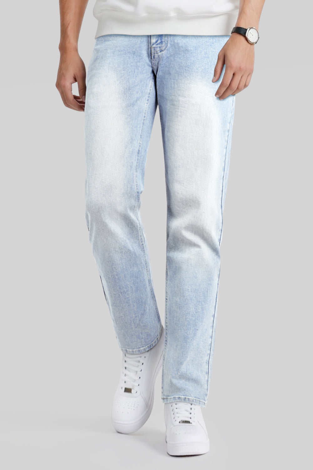 Men's High Elasticity Slim Fit Jean - Light Blue