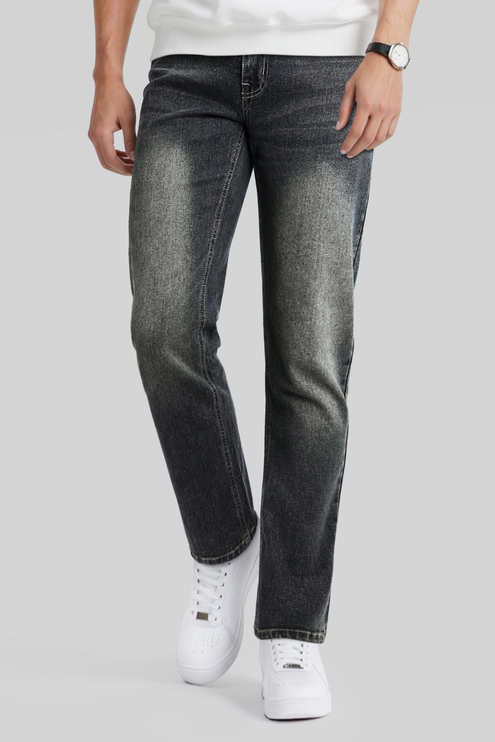 Men's High Elasticity Slim Fit Jean - Light Grey