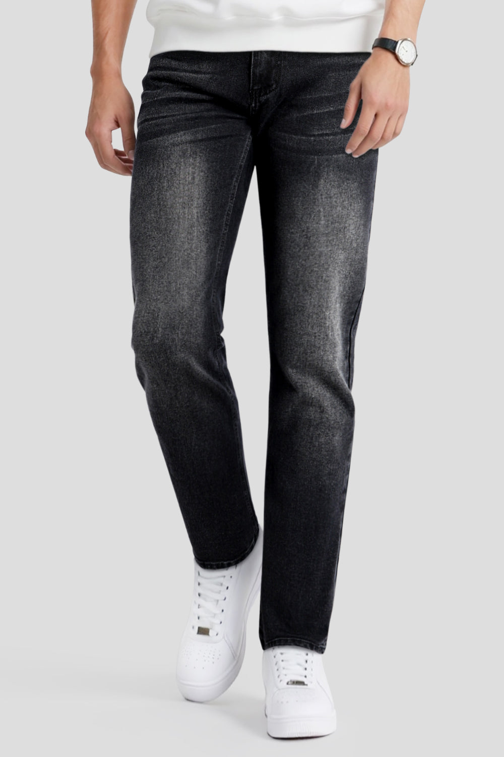 Men's High Elasticity Slim Fit Jean - Dark Grey