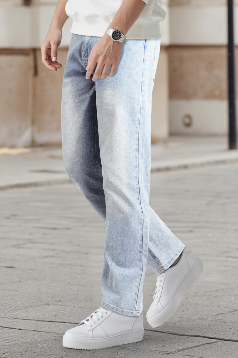 Men's High Elasticity Slim Fit Jean - Light Blue