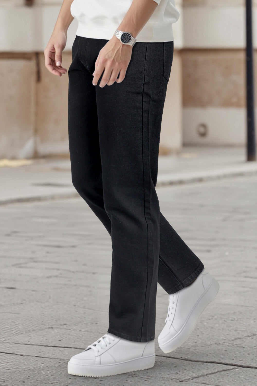 Men's High Elasticity Slim Fit Jean - Black