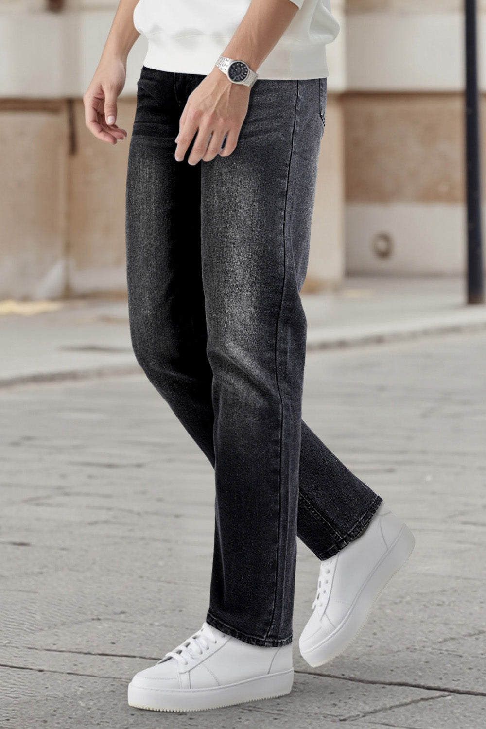 Men's High Elasticity Slim Fit Jean - Dark Grey