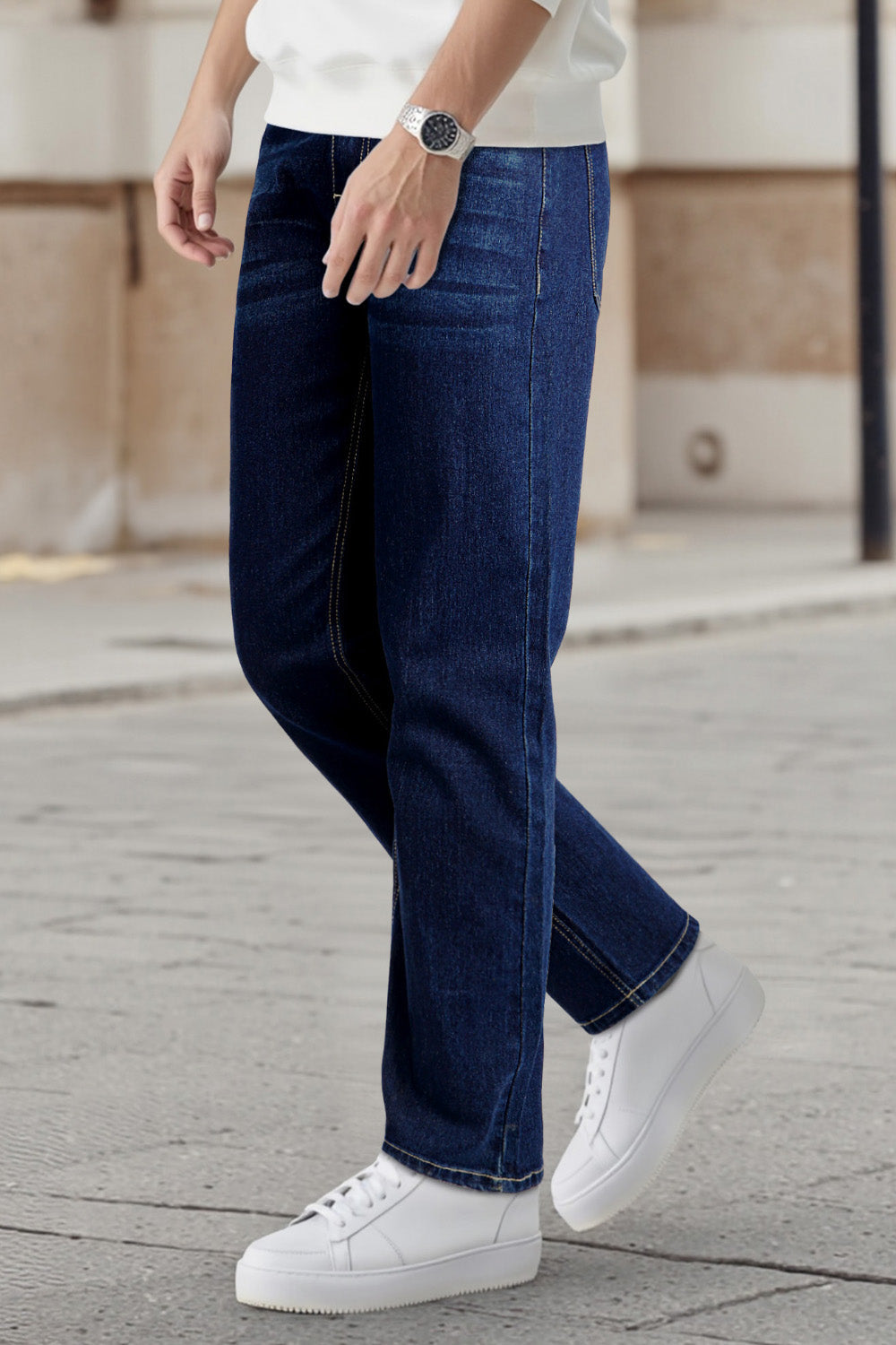 Men's High Elasticity Slim Fit Jean - Dark Blue