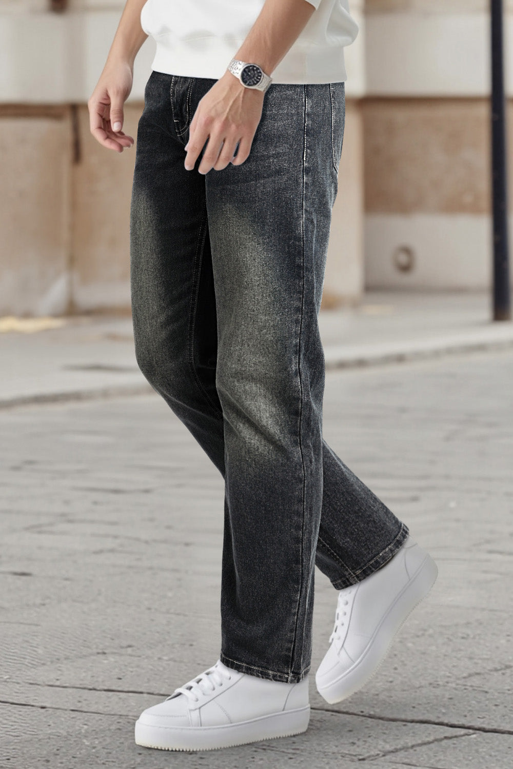 Men's High Elasticity Slim Fit Jean - Light Grey
