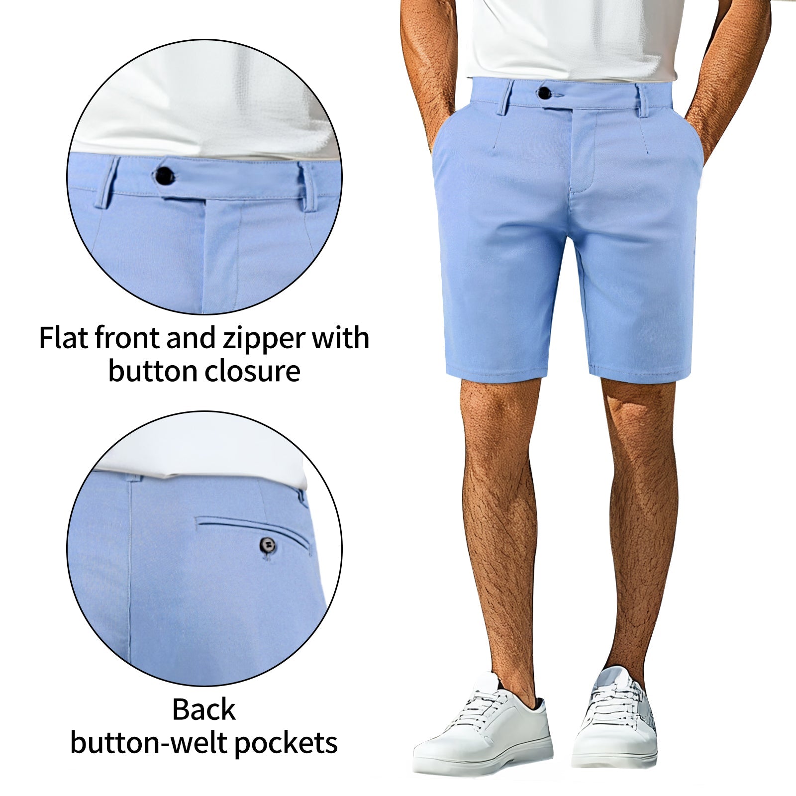 Mens Casual Chino Short - Sky Blue