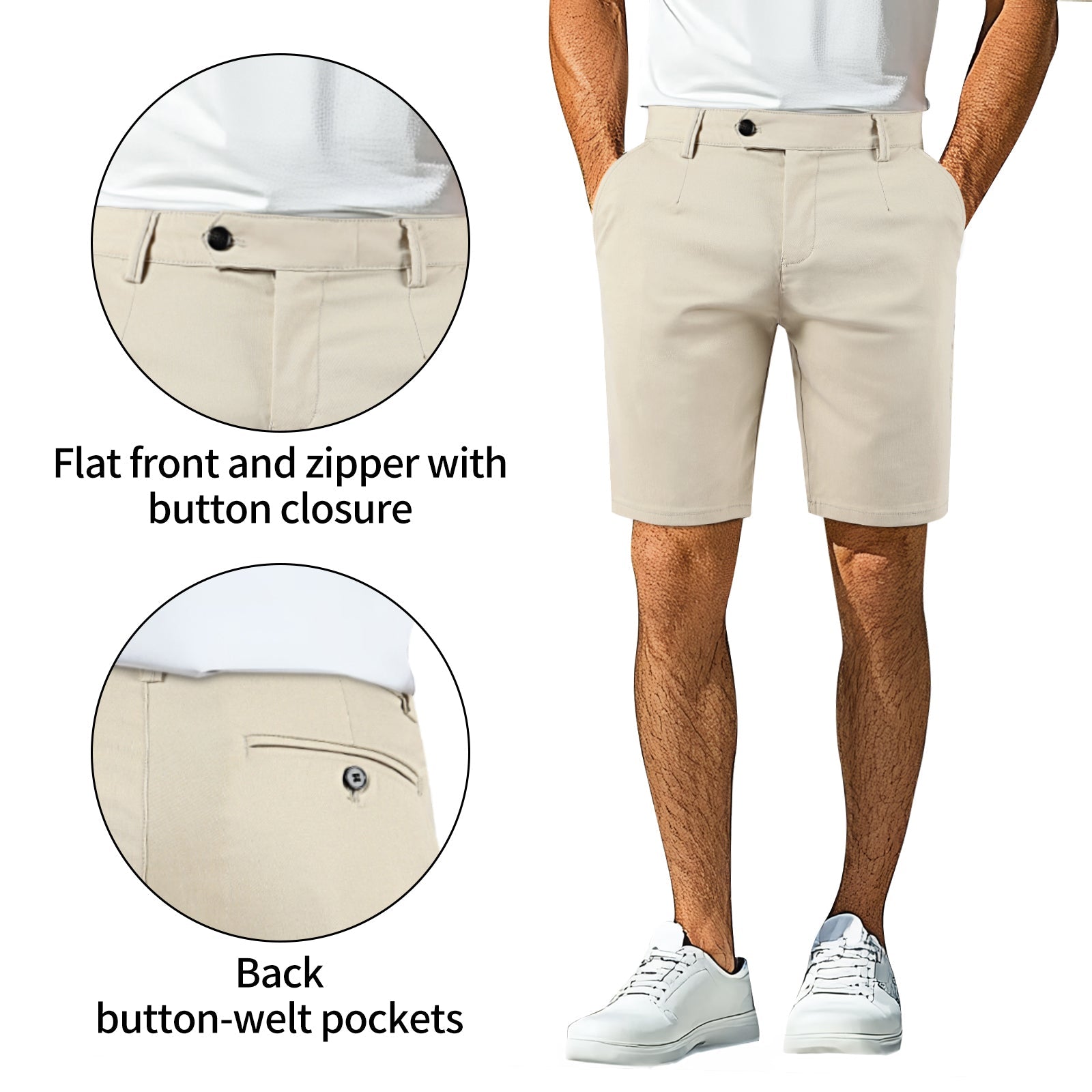 Mens Casual Chino Short - Beige