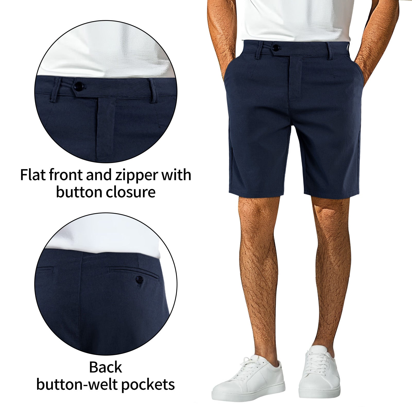 Mens Casual Chino Short - Navy Blue