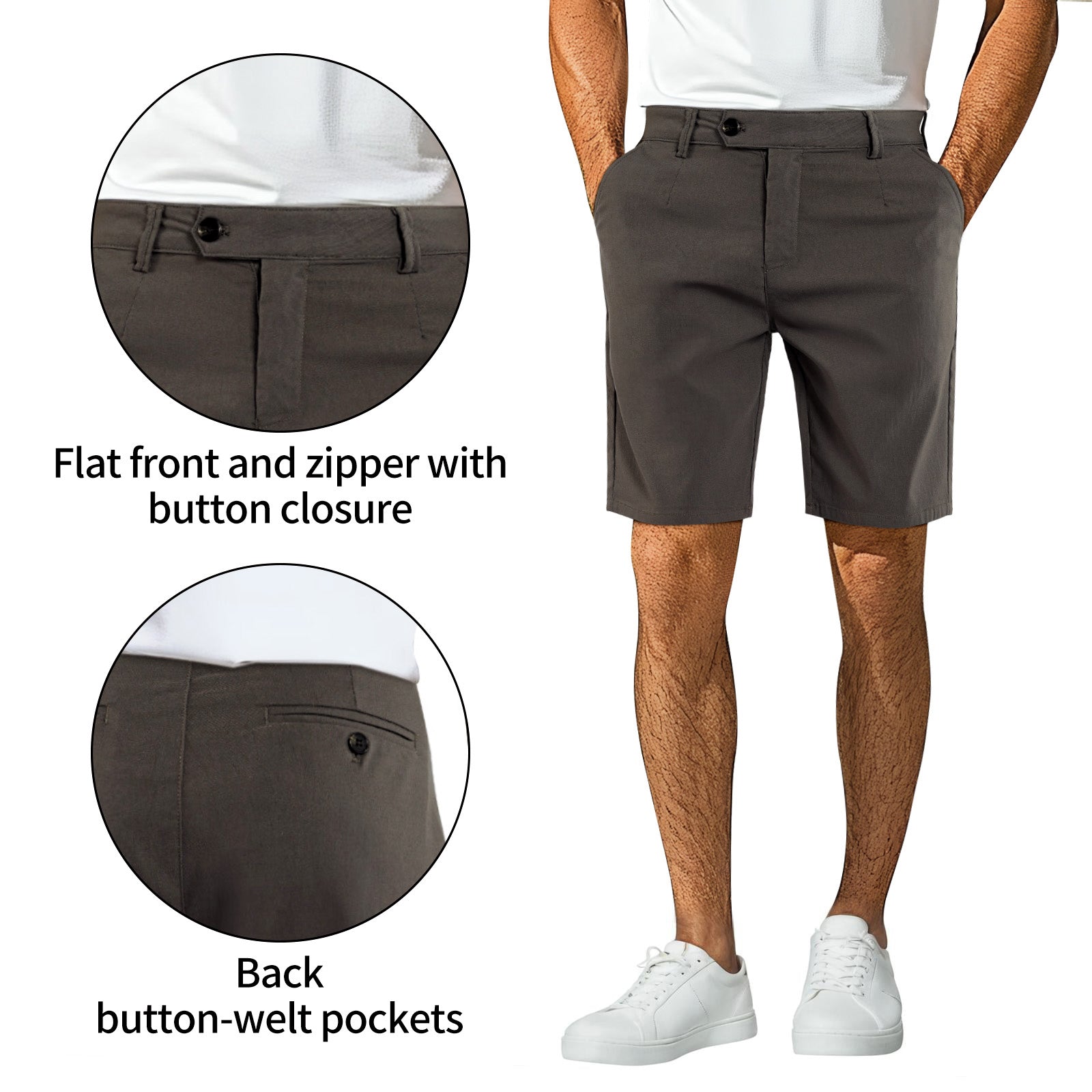 Mens Casual Chino Short - Dark Grey