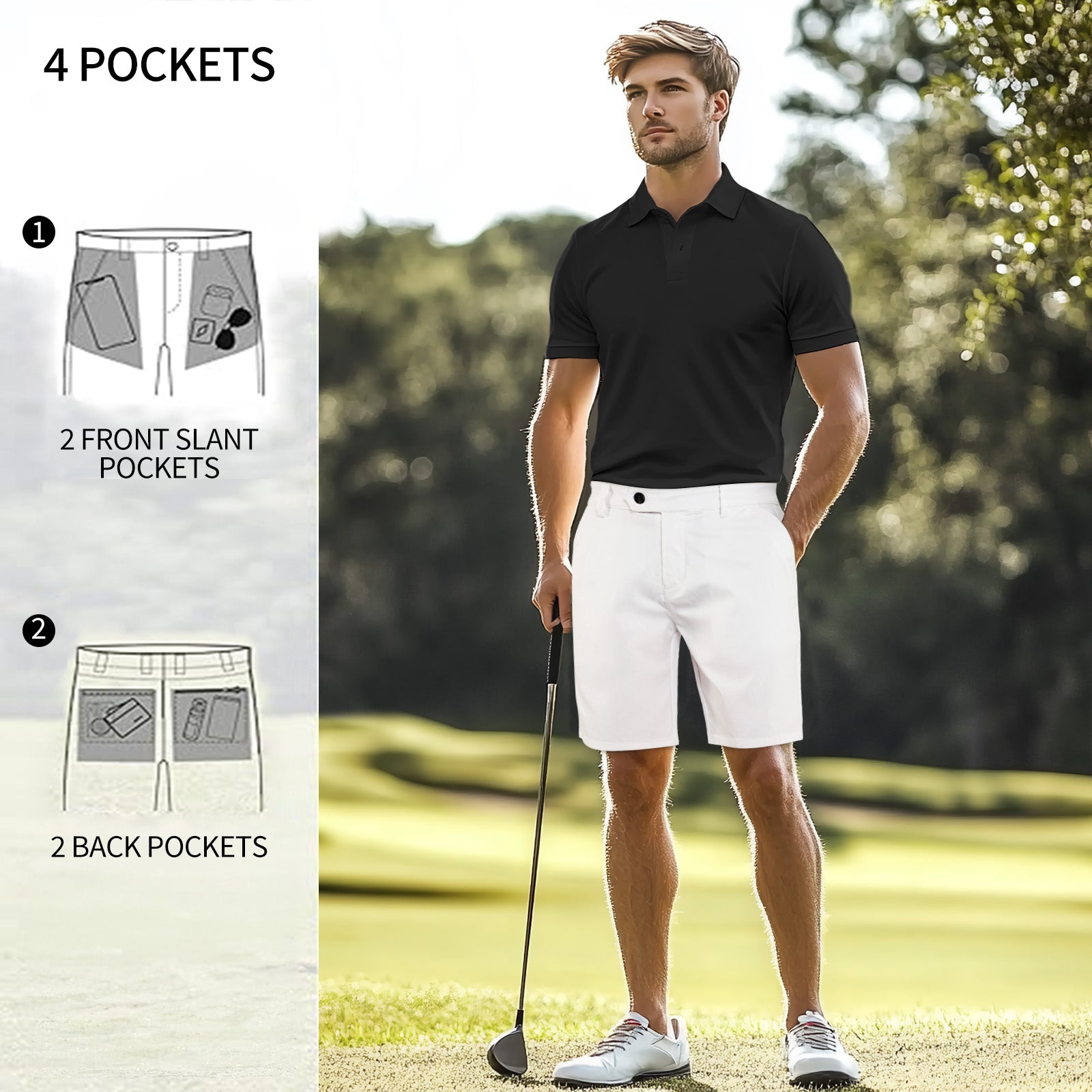 Mens Casual Chino Short - White