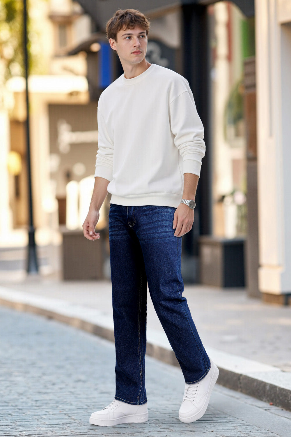 Men's High Elasticity Slim Fit Jean - Dark Blue