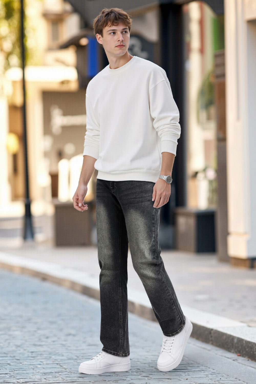 Men's High Elasticity Slim Fit Jean - Light Grey