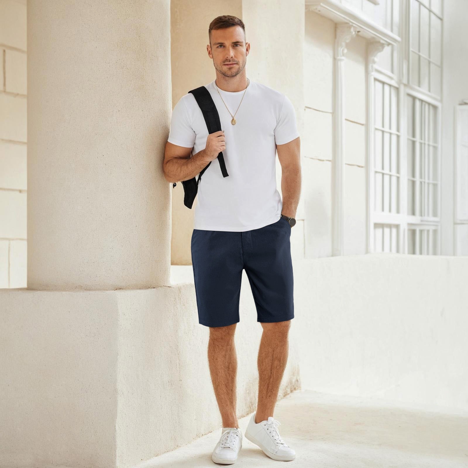 Mens Casual Chino Short - Navy Blue
