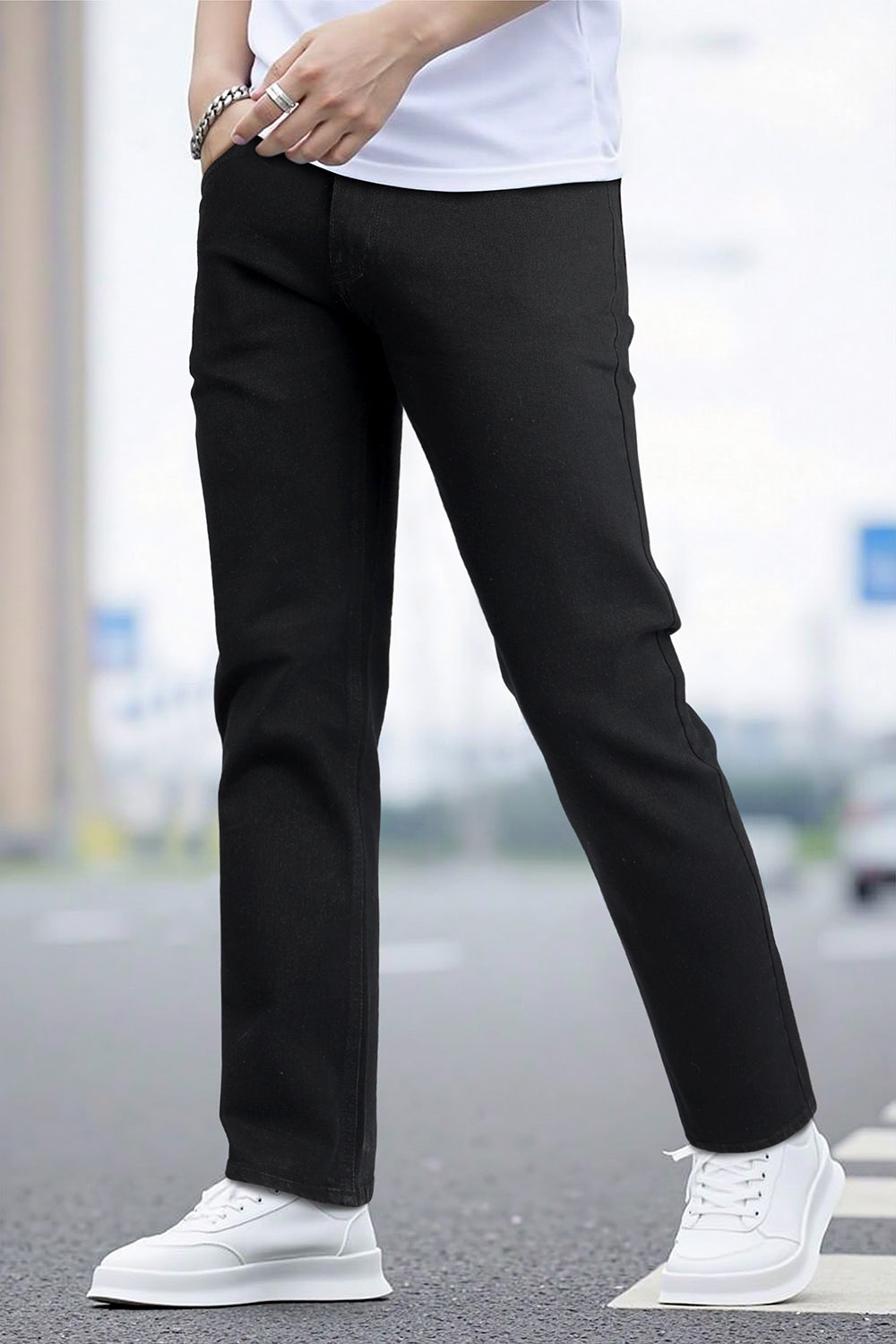 Men's High Elasticity Slim Fit Jean - Black