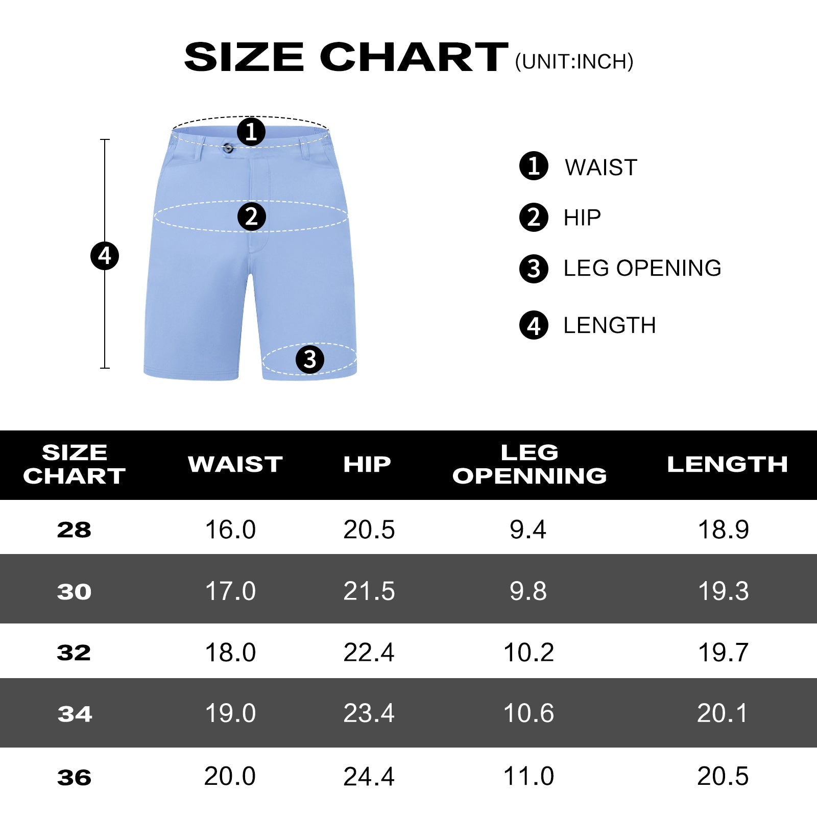 Mens Casual Chino Short - Sky Blue