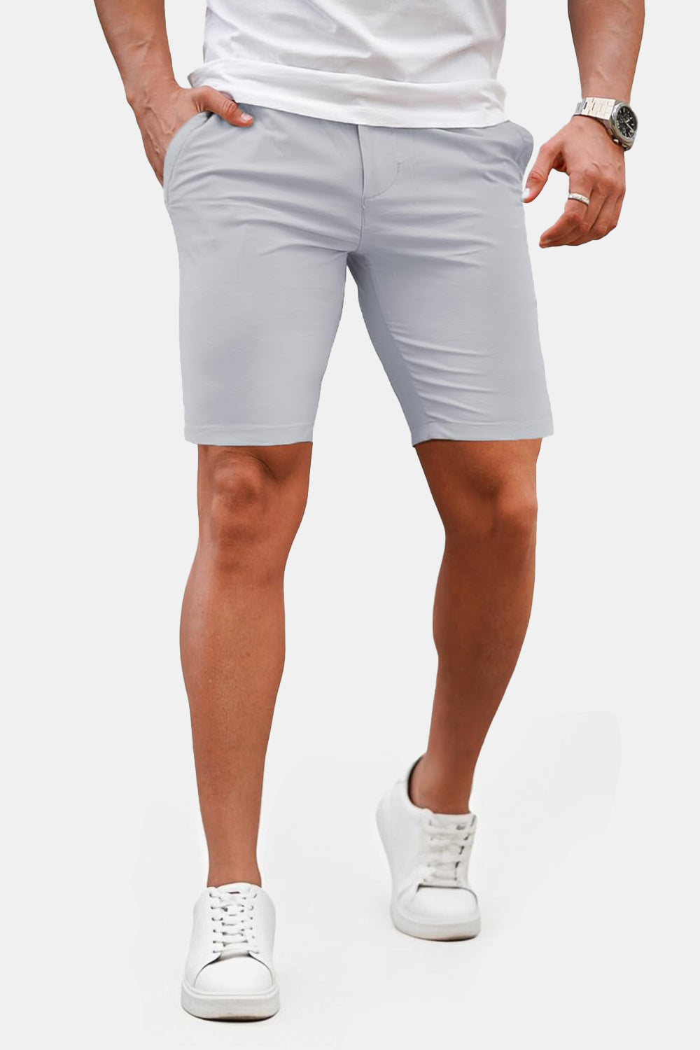 Mens Grey Tailored Chino Short