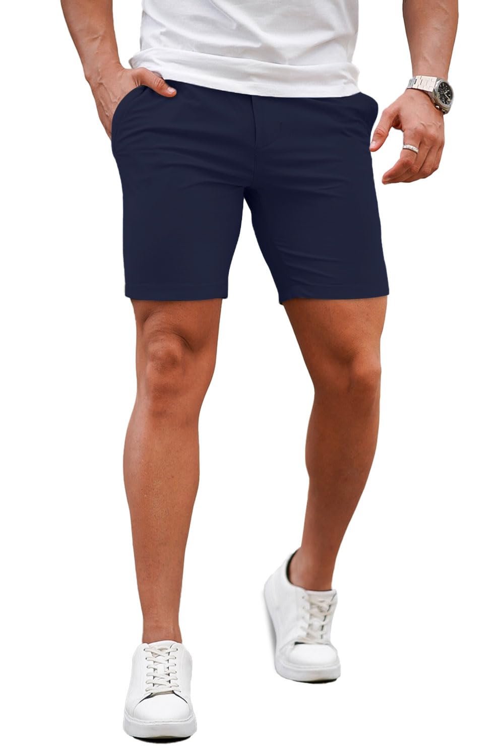 Mens Navy Blue Stretch Chino Short