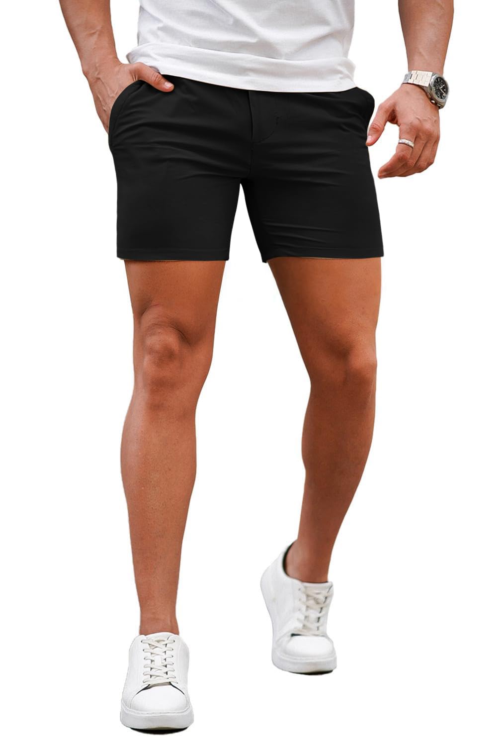Mens Stretch Black Chino Short