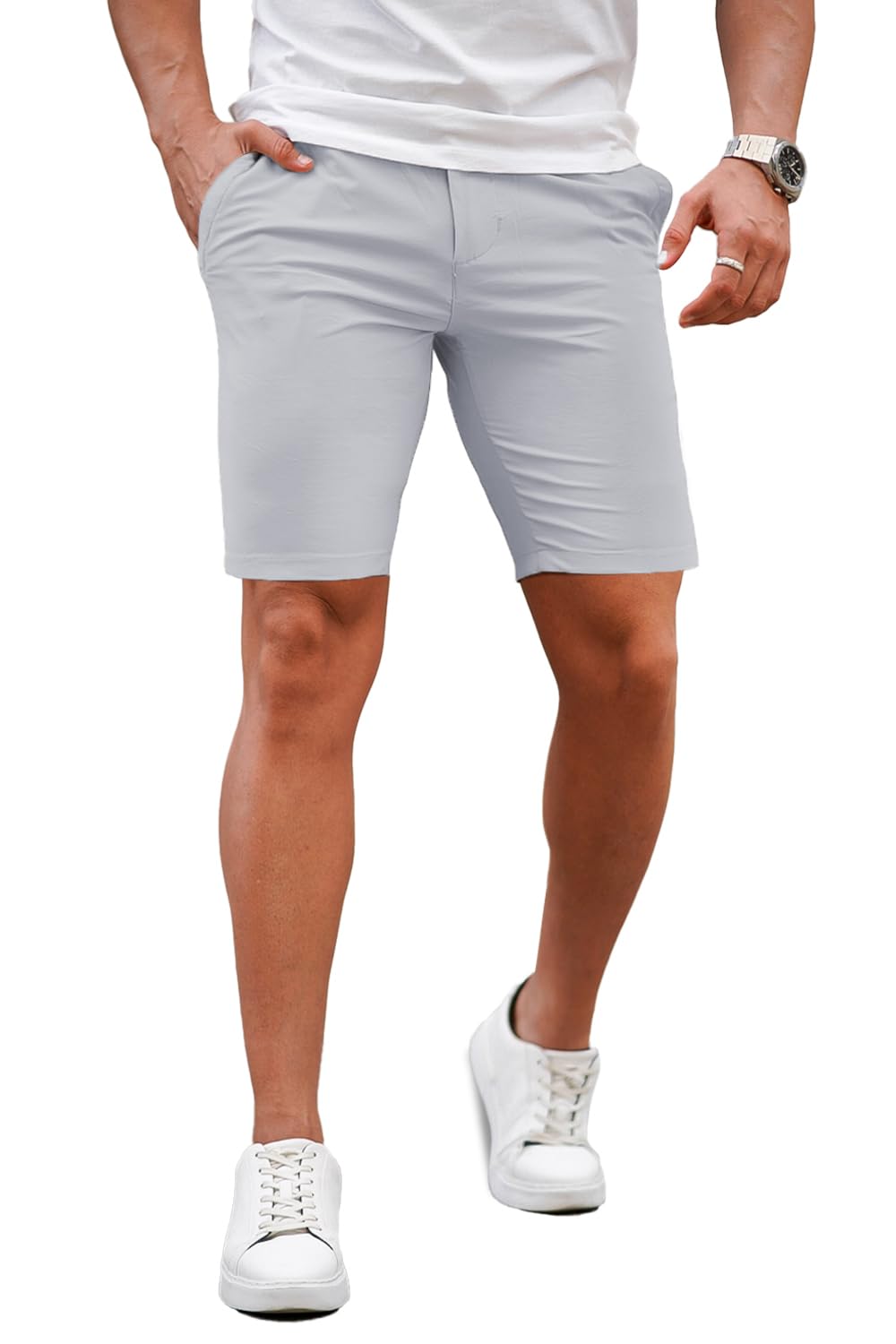 Mens Grey Tailored Chino Short