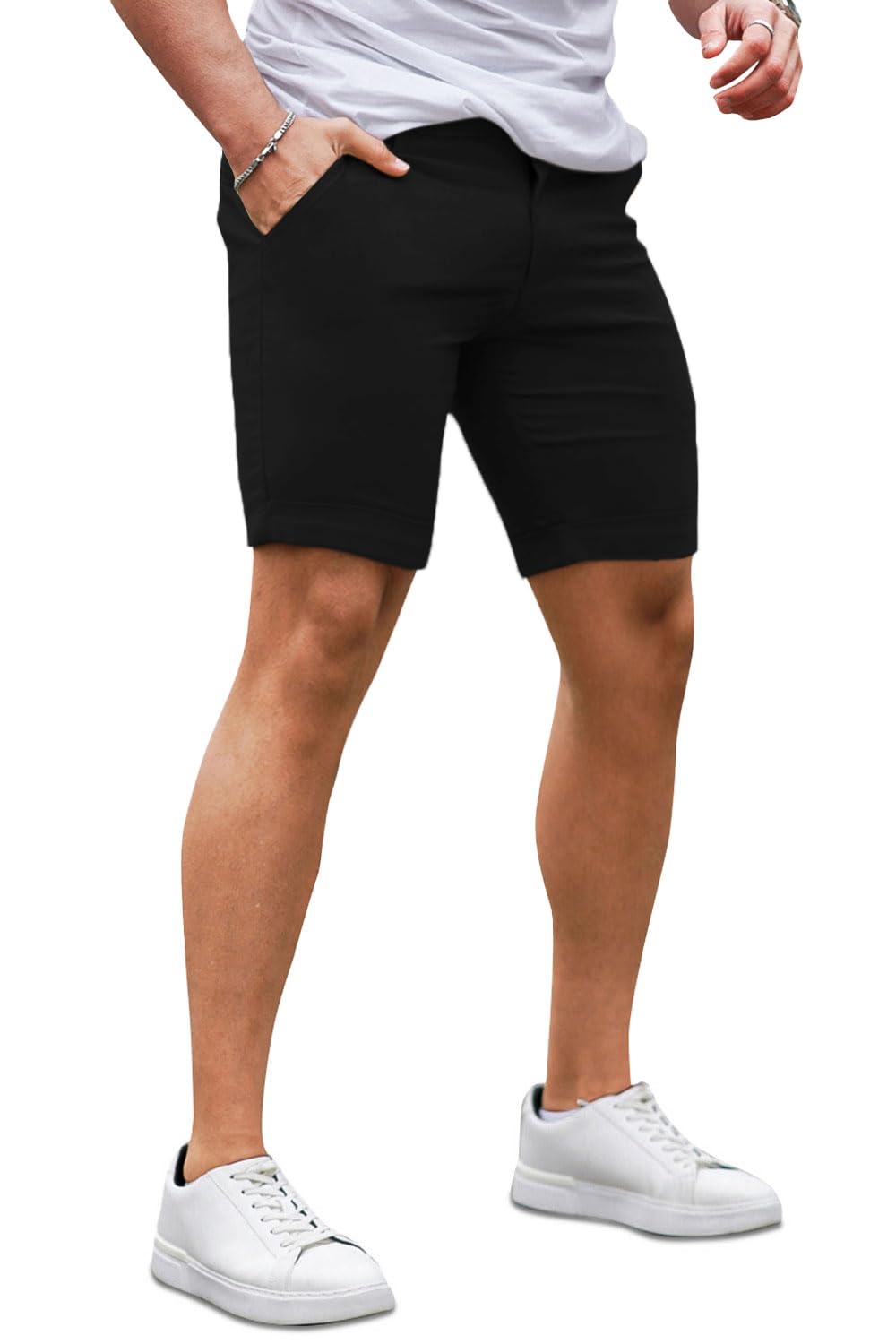 Mens Black Stretch Chino Short