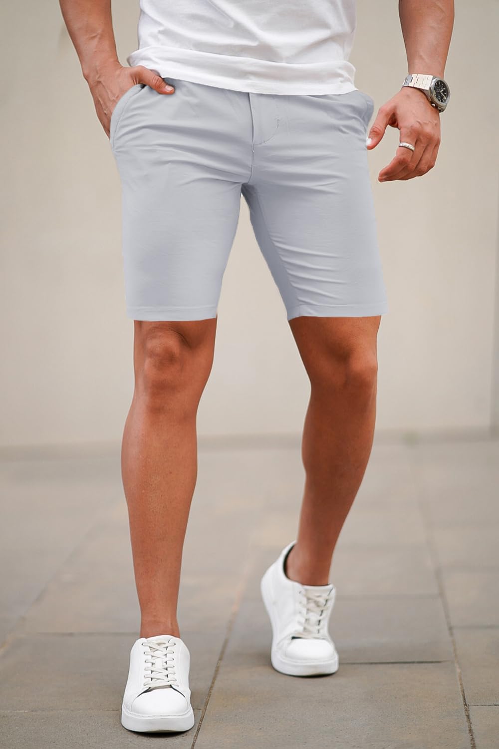 Mens Grey Tailored Chino Short