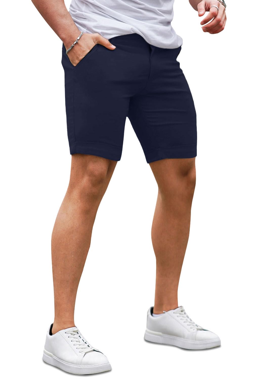 Mens Navy Blue Stretch Chino Short