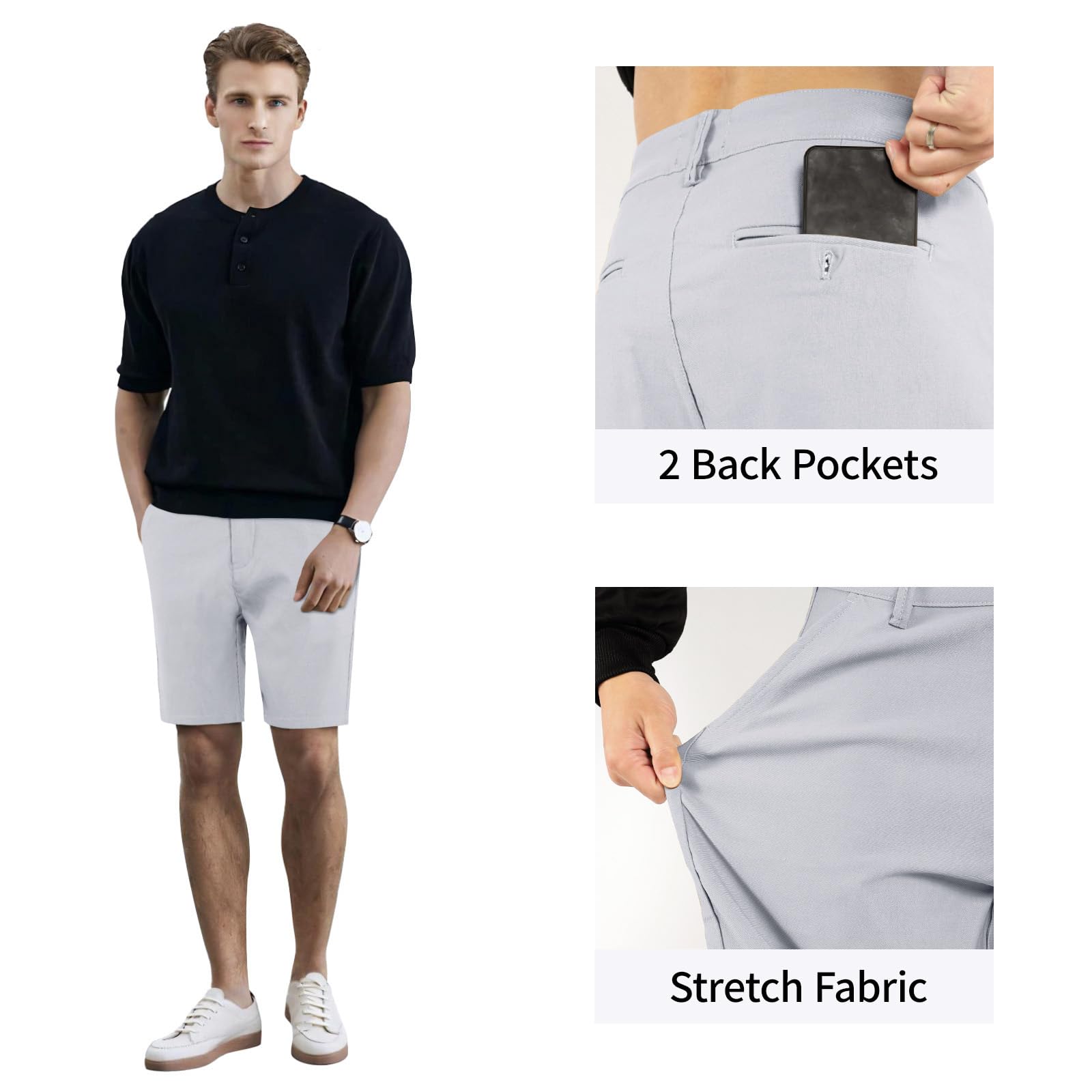 Mens Grey Tailored Chino Short