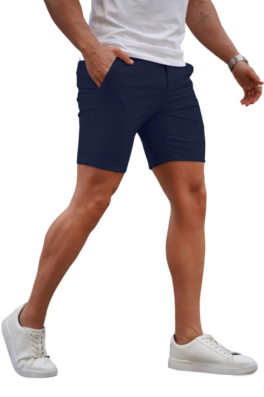 Mens Navy Blue Stretch Chino Short