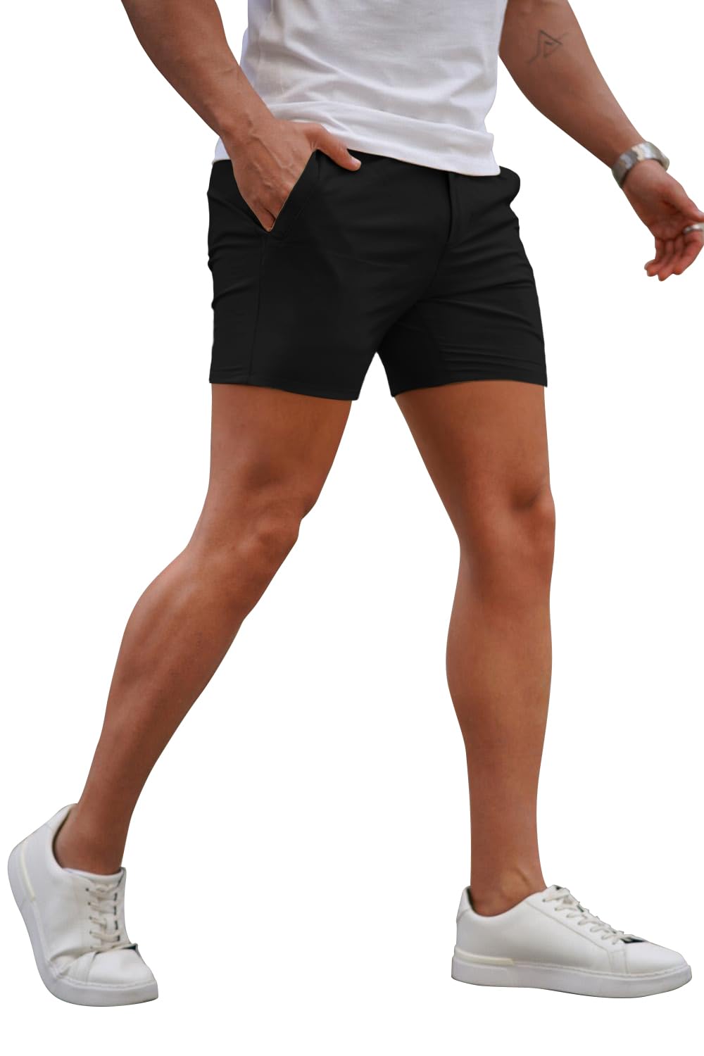 Mens Stretch Black Chino Short