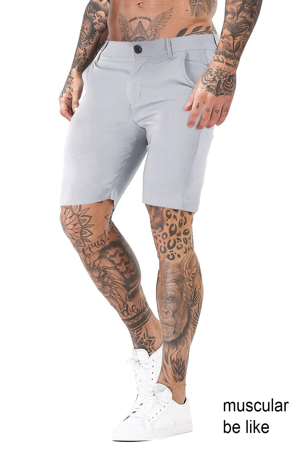 Mens Grey Tailored Chino Short