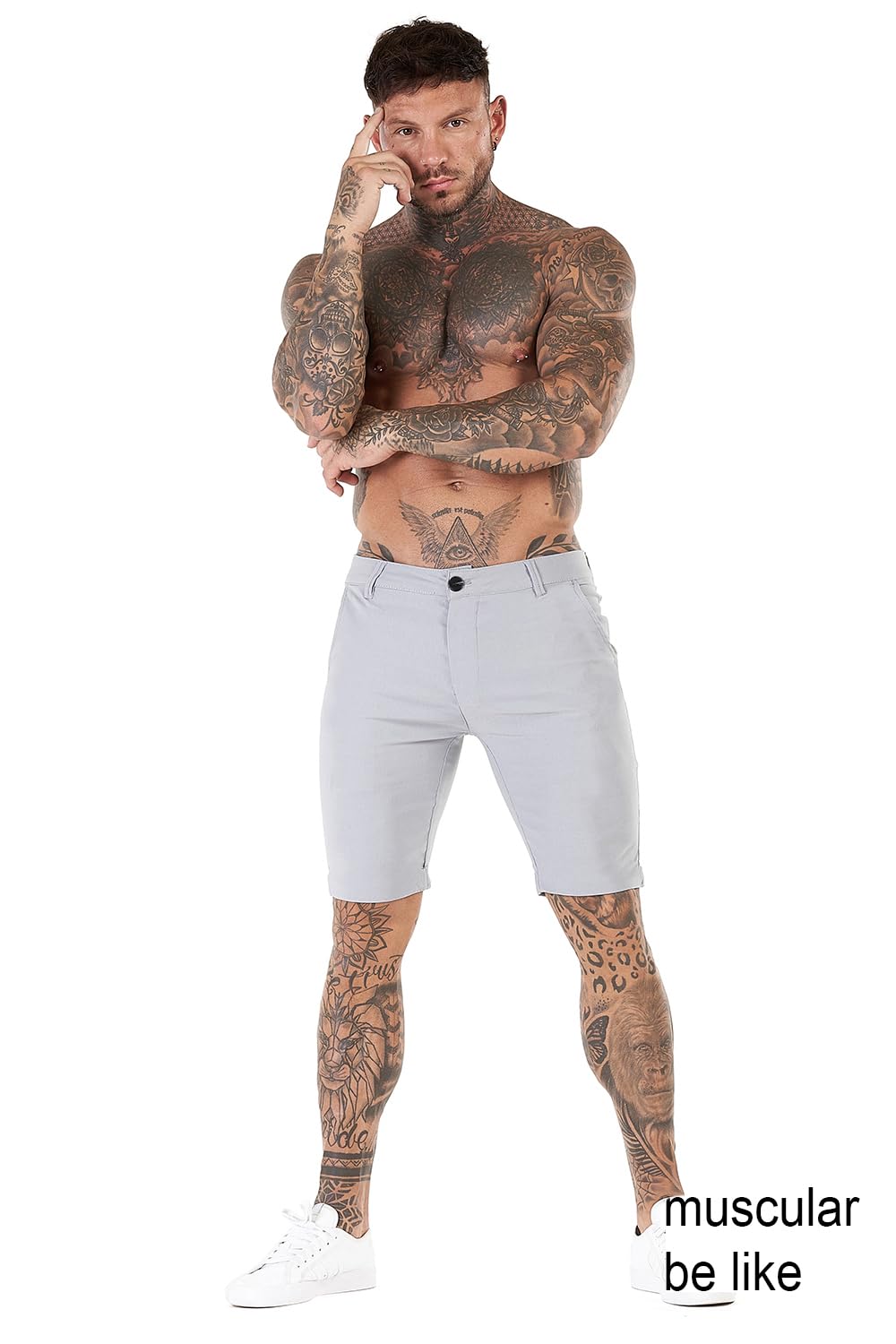 Mens Grey Tailored Chino Short