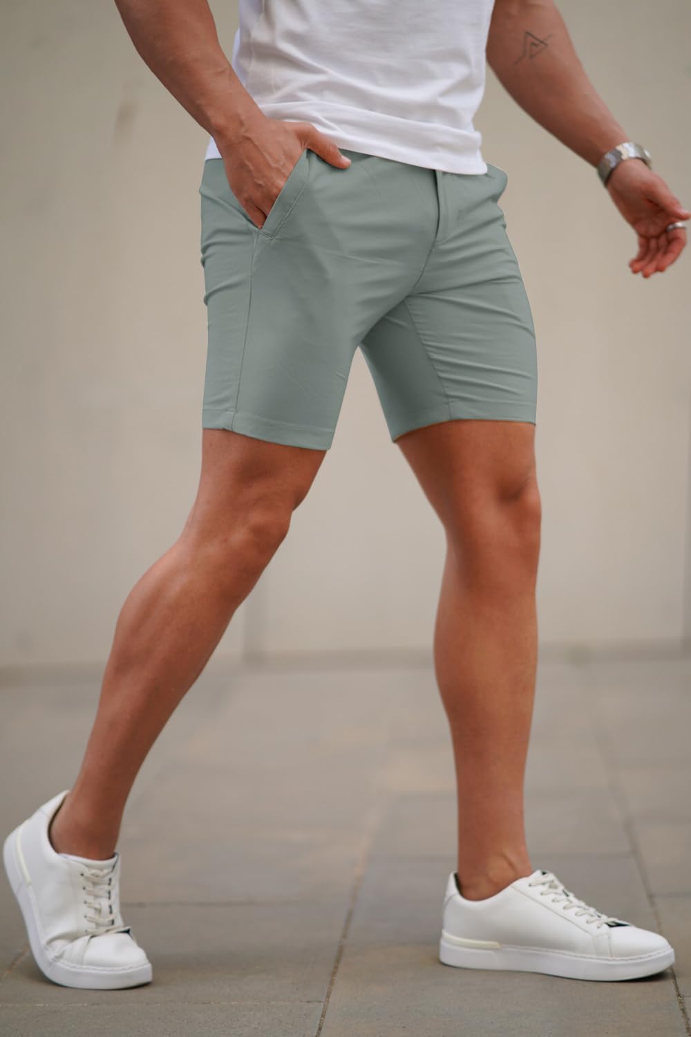 Mens  Mountain Green Stretch Chino Short